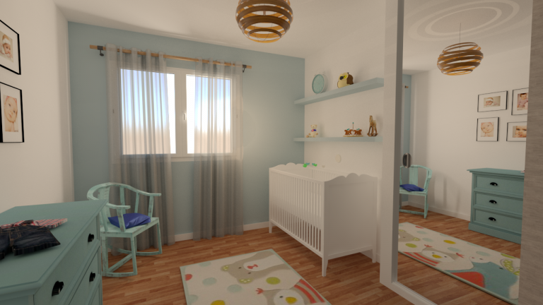 chambre de bébé en plan 3D
